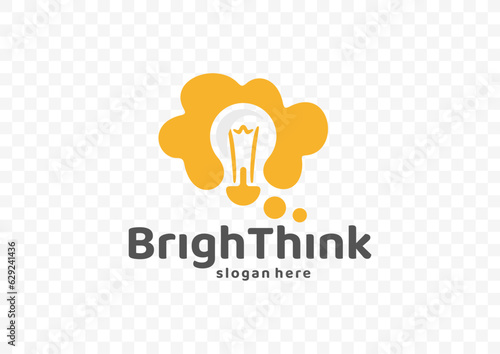 Orange speech bubbles with light bulb logo design. Insight or ideas concept vector design