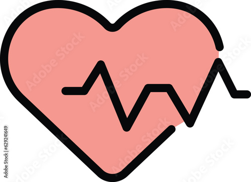 High heart rate icon outline vector. Beat pulse. Cardiac heartrate color flat