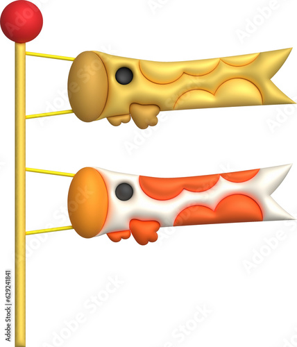 3D icon. Japanese koino (carp) fish kite, symbol of Children's Day in Japan.