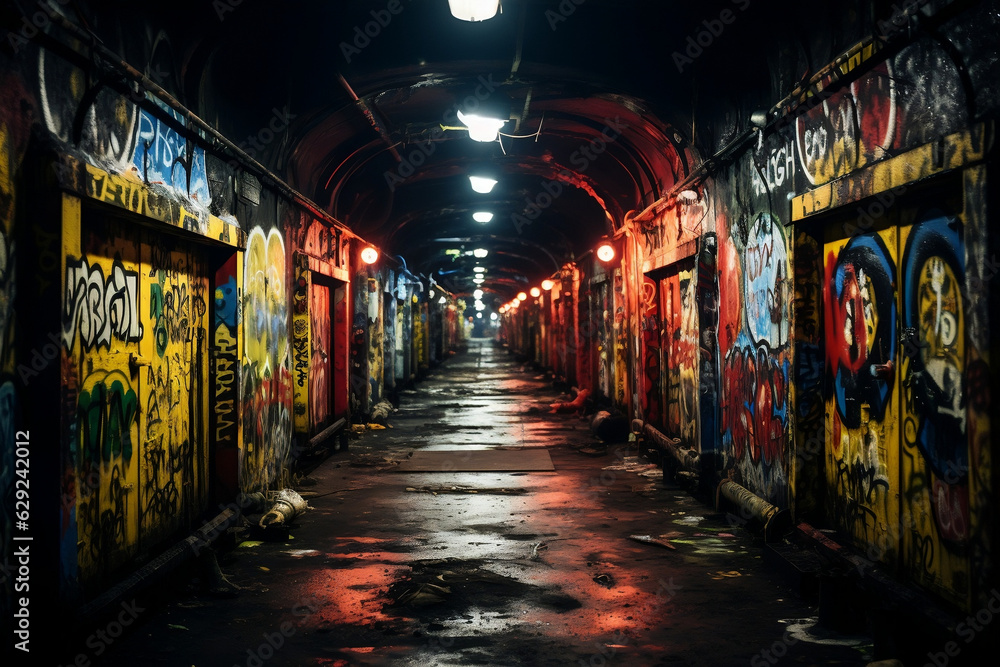 Vibrant Street Art Adorns the Path of the Tunnel Vibrant Street Art Adorns the Path of the Tunnel
