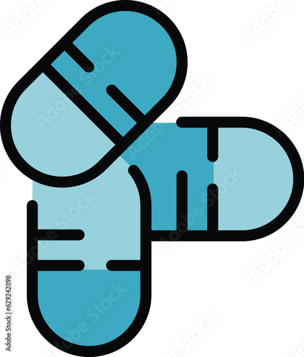 Stress capsule icon outline vector. Panic attack. Mental fear color flat