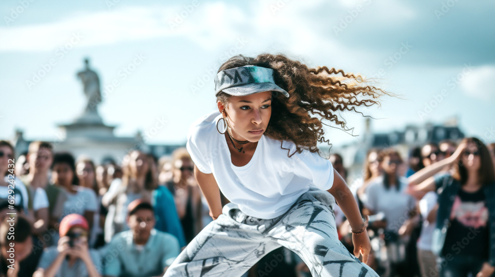 Fototapet B-girls, Dance Battle. Breaking In Paris 2024, Olympic Sport ...