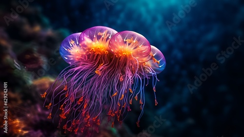 Glowing jellyfish under water in a painted graphic design style © Gunnar Frenzel