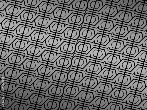 Black abstract background design. Modern wavy lines pattern (guilloche curves) in monochrome colors. Premium line texture, for banner, business background, wallpaper, card, fabric, etc. Dark horizonta