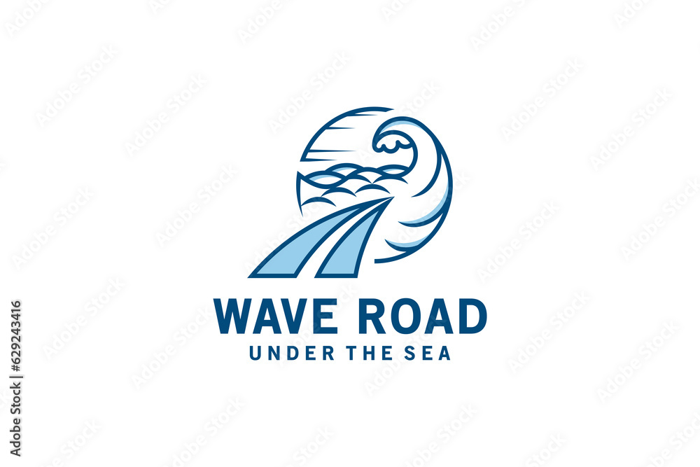 Sea road logo design, Underwater road vector illustration with creative waves concept Sea road logo design, Underwater road vector illustration with creative waves concept