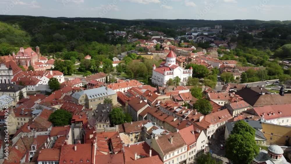Aerial of the beautiful buildings in Vilnius, Lithuania, during the daytime Aerial of the beautiful buildings in Vilnius, Lithuania, during the daytime