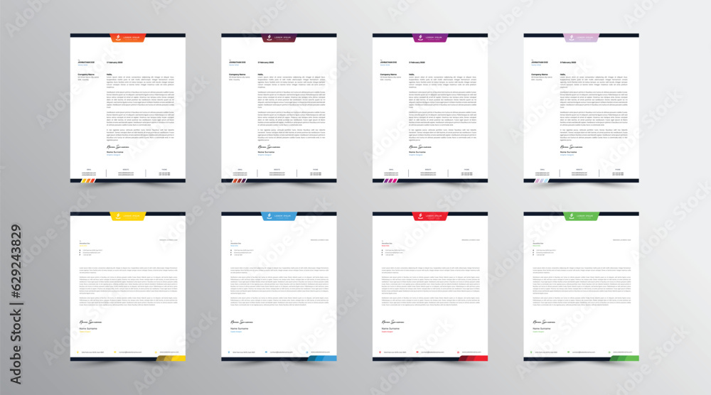 Letterhead Design Template. set Abstract Letterhead Design, Modern Business Letterhead Design Template
