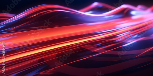 Abstract gradient background with bright neon curves