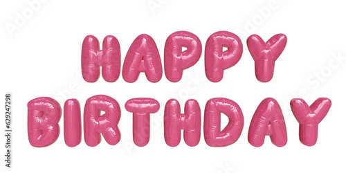 Canvas Print "Happy Birthday" phrase in the shape of a pink glossy plastic balloon