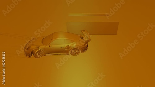 3D animation of sports car driving