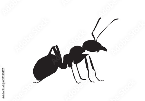 Black ant silhouette vector isolated on white.  © SATYATEJA