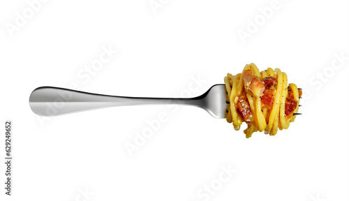 Fork with spaghetti carbonara