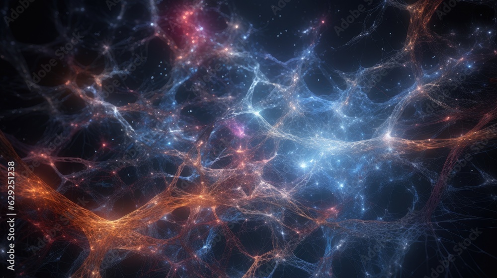 A complex neural network model illustrating advanced computation. Generative AI A complex neural network model illustrating advanced computation. Generative AI
