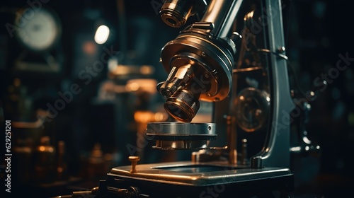 A vintage microscope, a nod to the historical roots of medical science. Generative AI