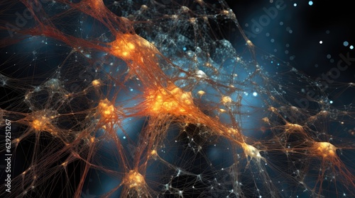 A complex neural network model illustrating advanced computation. Generative AI