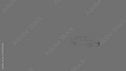 3D animation of sports car driving