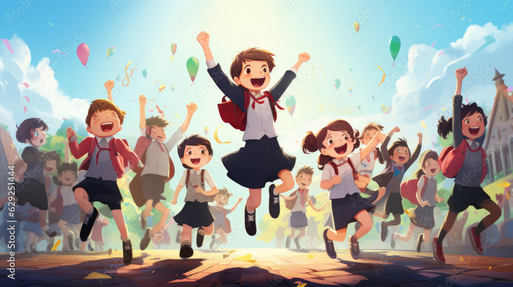 School Children Cheerful Variation Concept School Children Cheerful Variation Concept
