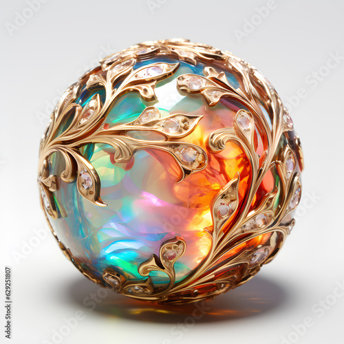 Obraz na płótnie An enchanting opal gemstone sphere with beautiful gemstones w salonie