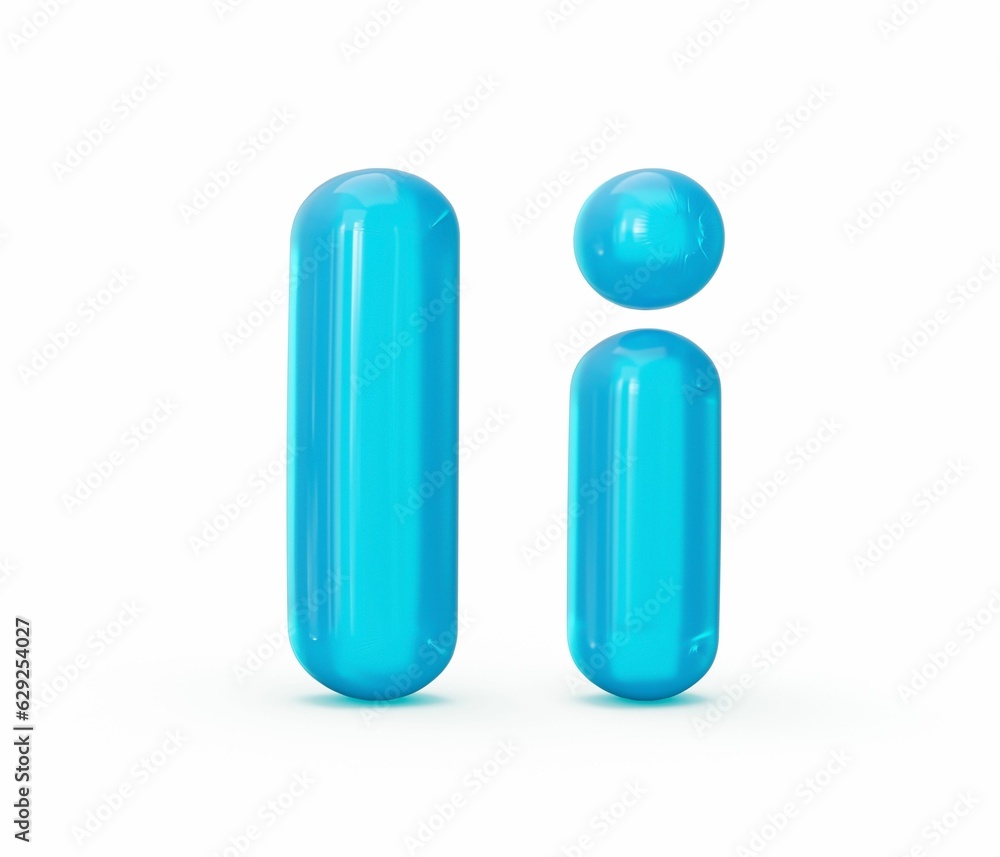 3d render of the capital and small letter I made of blue liquid isolated on the white background 3d render of the capital and small letter I made of blue liquid isolated on the white background
