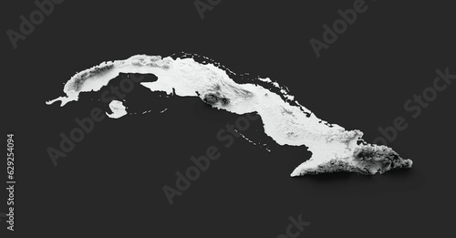 Illustration of Cuba relief map on a dark background