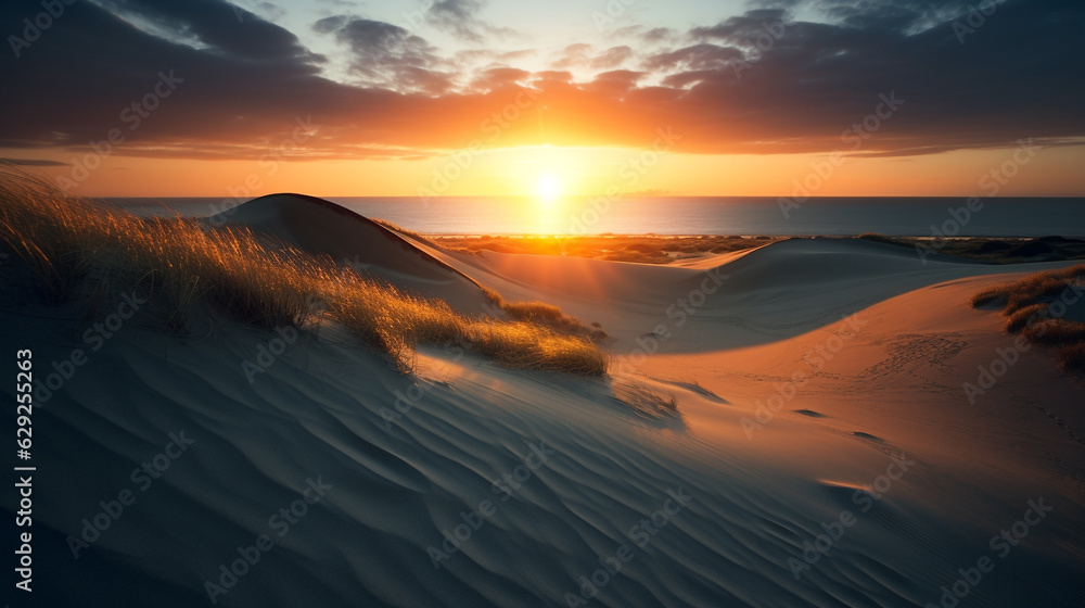 illustration of North Sea dune landscape. Created with Generative AI