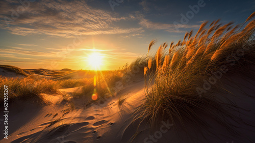 illustration of North Sea dune landscape. Created with Generative AI