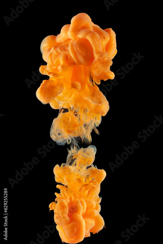 Acrylic colors and ink in water Abstract background Isolated.