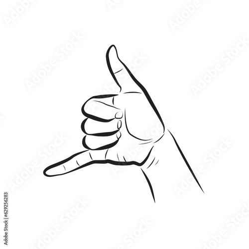 Call me gesture. Shaka hand gesture vector isolated on white.