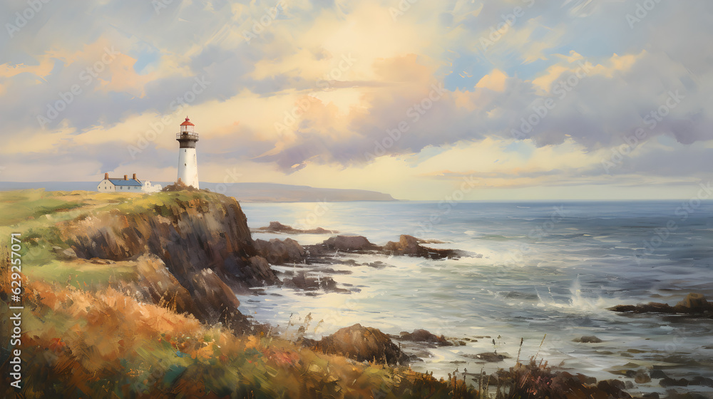 coastal with lighthouse landscape Generative AI