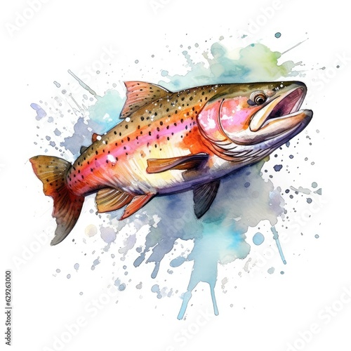  Watercolor Trout Clipart
