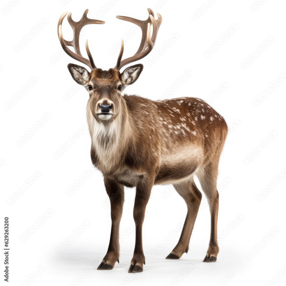 Reindeer in winter isolated on white background Reindeer in winter isolated on white background