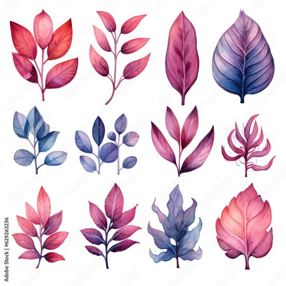 Obraz premium Watercolor Foliage Clipart