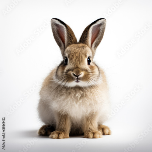 Snowshoe hare in winter isolated on white background 