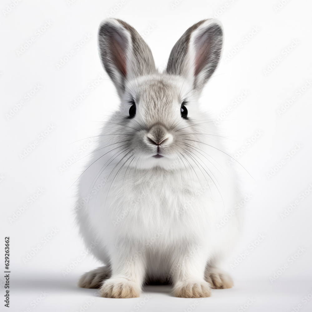 Winter arctic hare isolated on white background Winter arctic hare isolated on white background