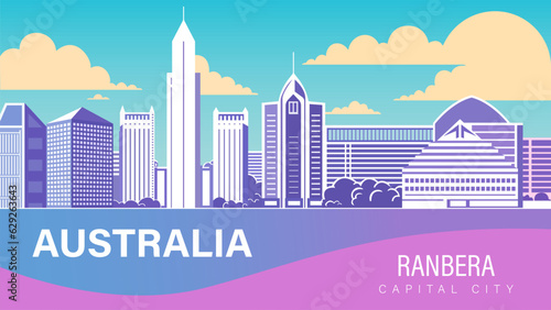 Canberra Australia Cityscape Urban Landscape Illustration