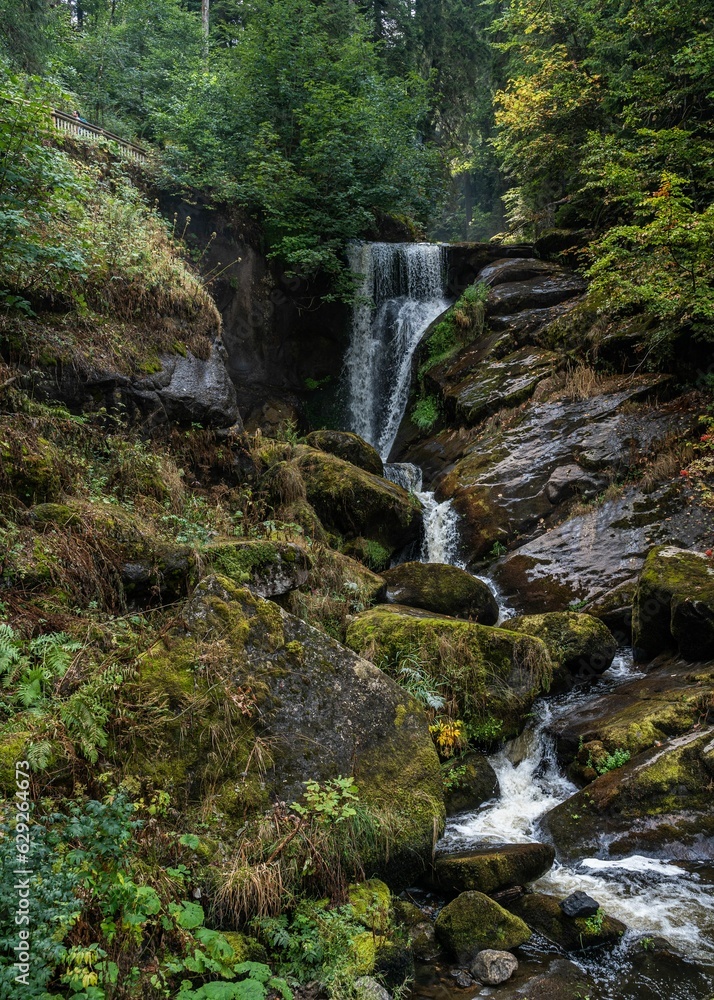 Picturesque view of Triberg Waterfalls in Germany's Black Forest region. Picturesque view of Triberg Waterfalls in Germany's Black Forest region.
