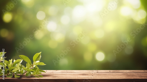 leaves on wooden background