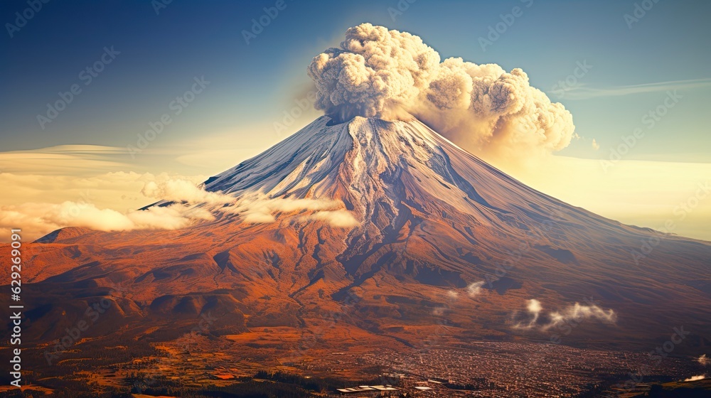 Chimborazo: Majestic Volcano and Mountain in Ecuador. Generative AI