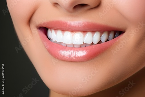 Dental Whitening Treatment: A Woman's Bright Smile After Professional Teeth Whitening by a Dentist. Generative AI