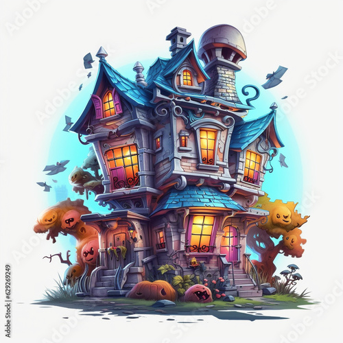 halloween illustration with house © Anna