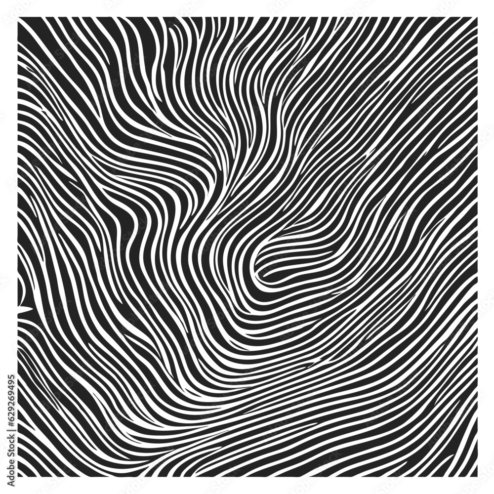 Abstract Black and Wave Lines Pattern. Vector. Monochrome