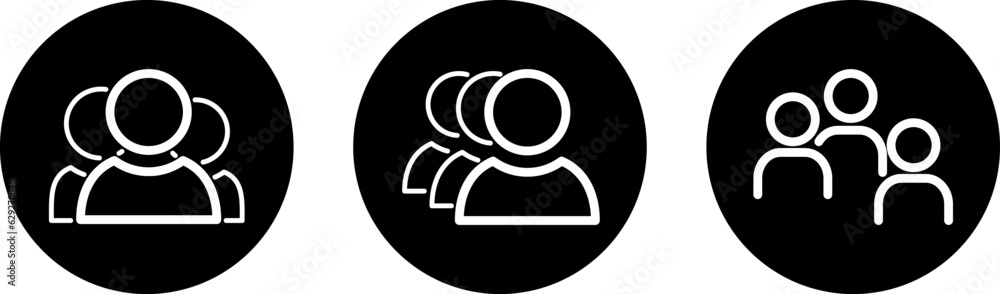Set of flat icons of people group as a clients or users concept Set of flat icons of people group as a clients or users concept