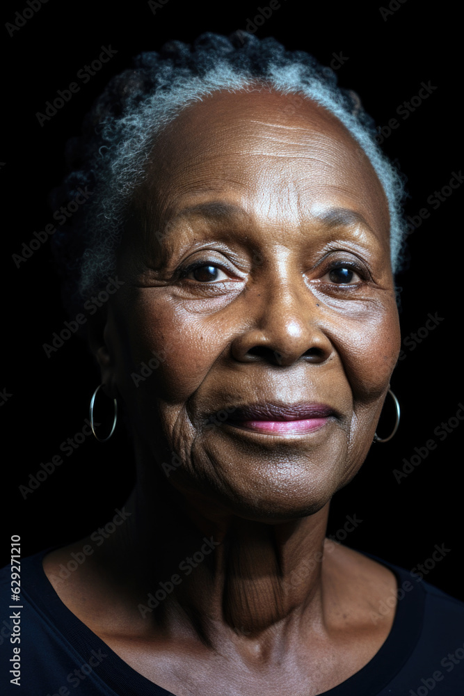 Graceful Portrait of a Serene Elderly Black Woman - Natural Beauty Graceful Portrait of a Serene Elderly Black Woman - Natural Beauty