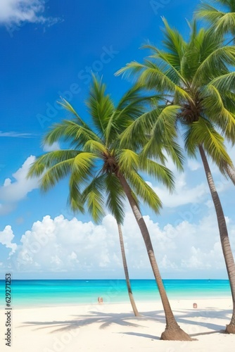 palm tree on the beach © Artworld AI