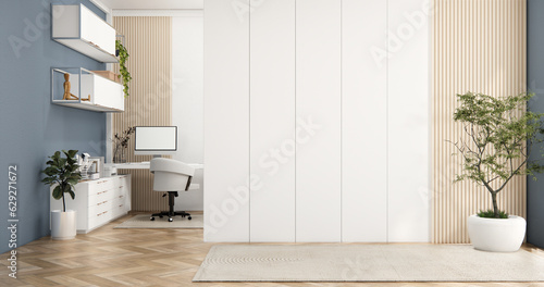 Japan style Big living area in luxury room japandi style decoration.