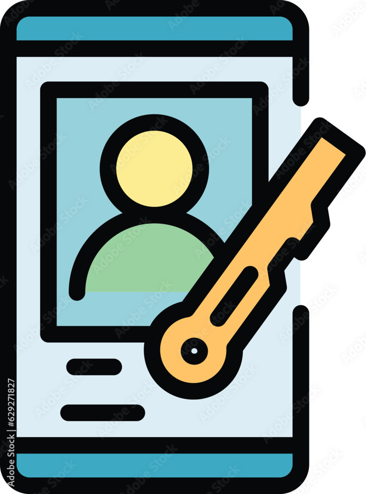 Lock key password icon outline vector. Code login. Internet online color flat Lock key password icon outline vector. Code login. Internet online color flat