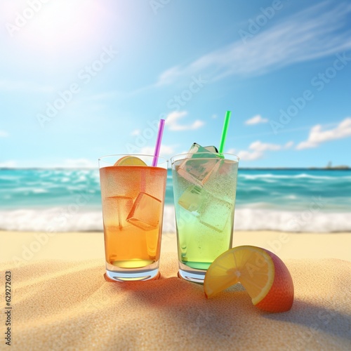 cocktail on the beach Generative AI