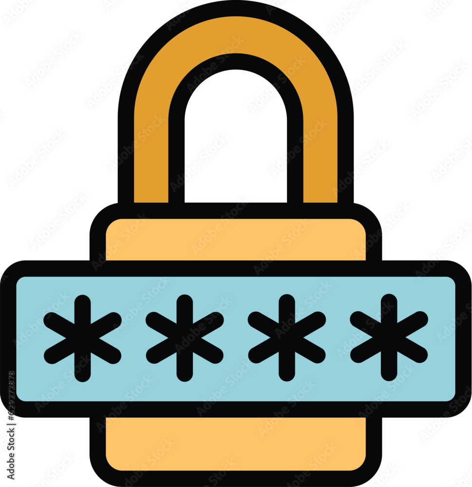 Padlock secure icon outline vector. Screen phone. Factor verification color flat Padlock secure icon outline vector. Screen phone. Factor verification color flat