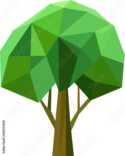 Abstract low poly tree icon isolated. Geometric forest polygonal style. 3d low poly symbol. Stylized eco design element. photo