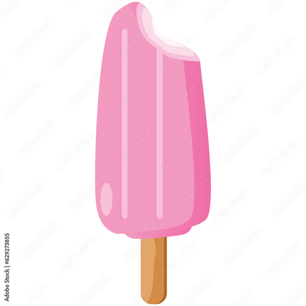 Strawberry Ice Stick Ice Cream 2D Color Illustrations Strawberry Ice Stick Ice Cream 2D Color Illustrations